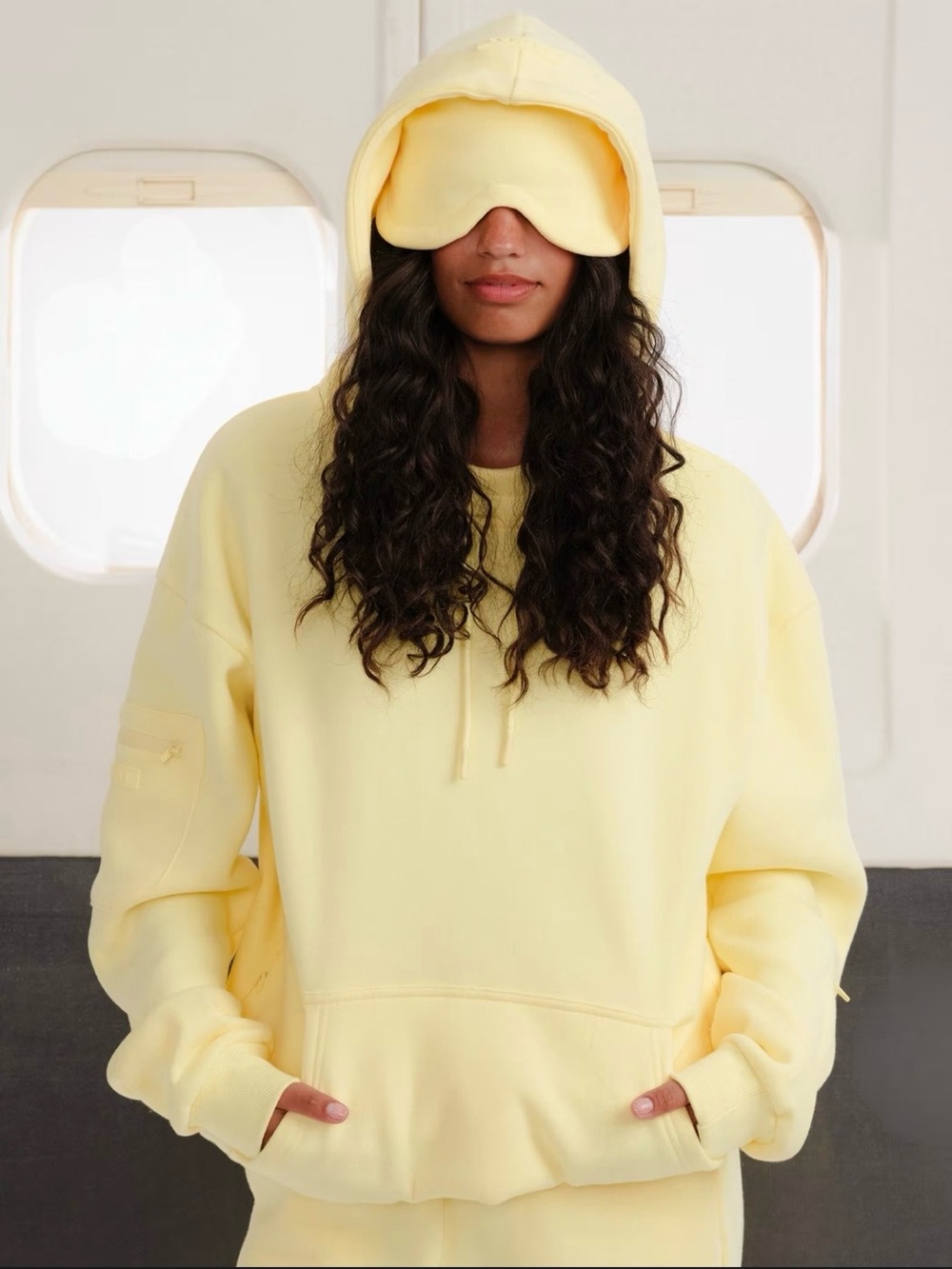 Comfrt Airplane Travel Mode Hoodie Unisex in Buttercream Size 2XL